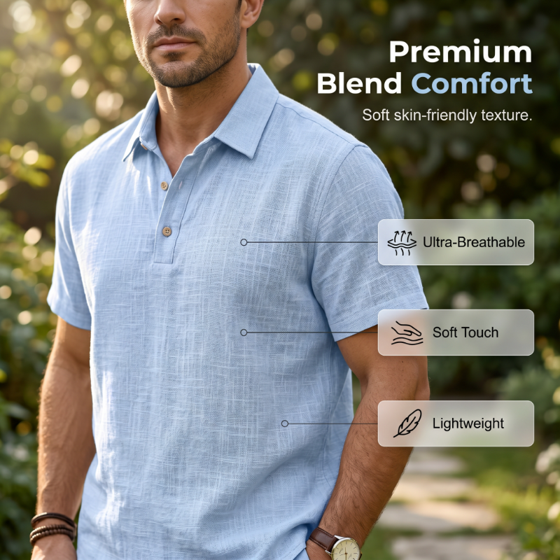 Conjunto de Lino de Verano para Hombre - Camisa Suelta y Shorts Cargo de Dos Piezas