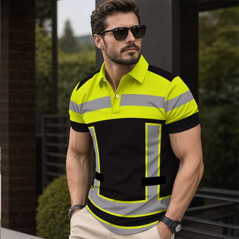 Camisa corta de manga corta reflectante de alta visibilidad para hombres