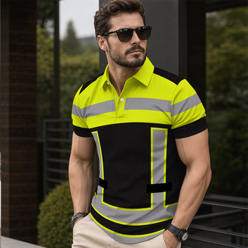 Camisa corta de manga corta reflectante de alta visibilidad para hombres
