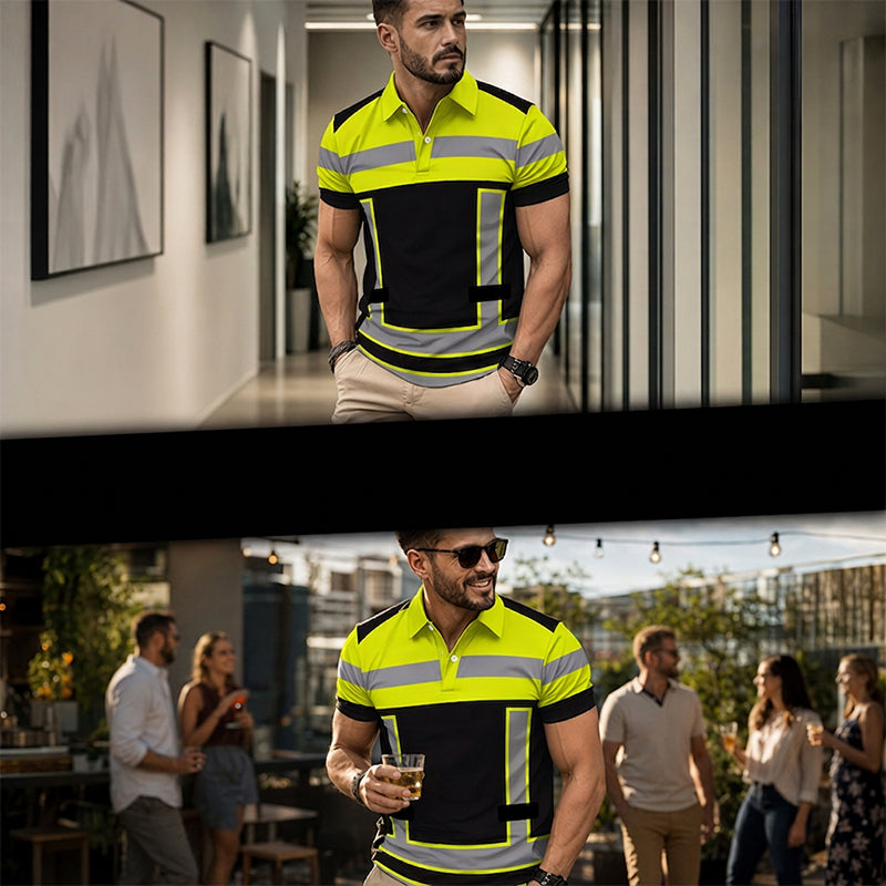 Camisa corta de manga corta reflectante de alta visibilidad para hombres
