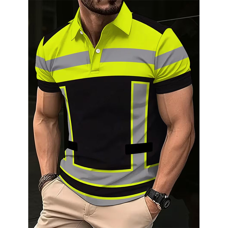 Camisa corta de manga corta reflectante de alta visibilidad para hombres