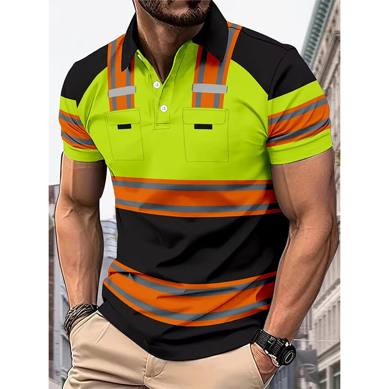 Camisa corta de manga corta reflectante de alta visibilidad para hombres