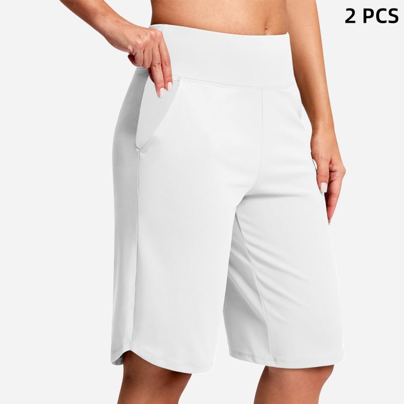 Shorts de Yoga de Cintura Alta con Bolsillos para Mujer