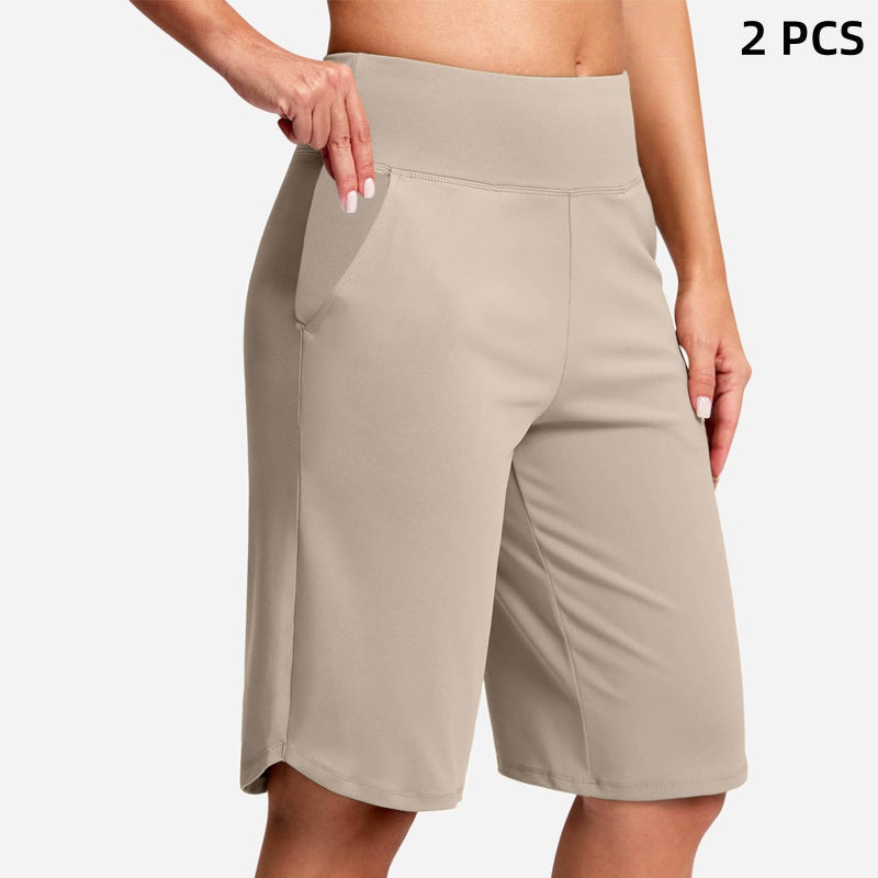 Shorts de Yoga de Cintura Alta con Bolsillos para Mujer