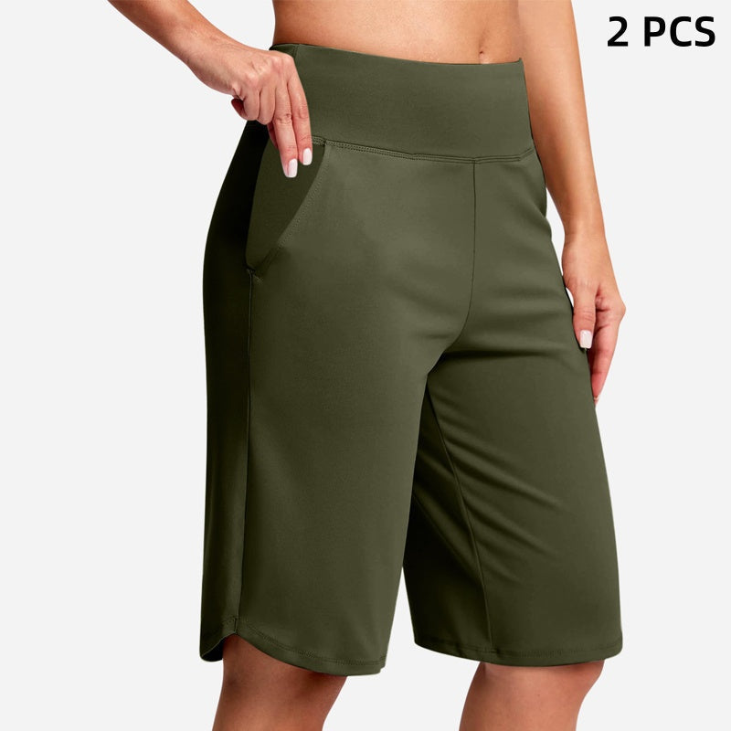 Shorts de Yoga de Cintura Alta con Bolsillos para Mujer