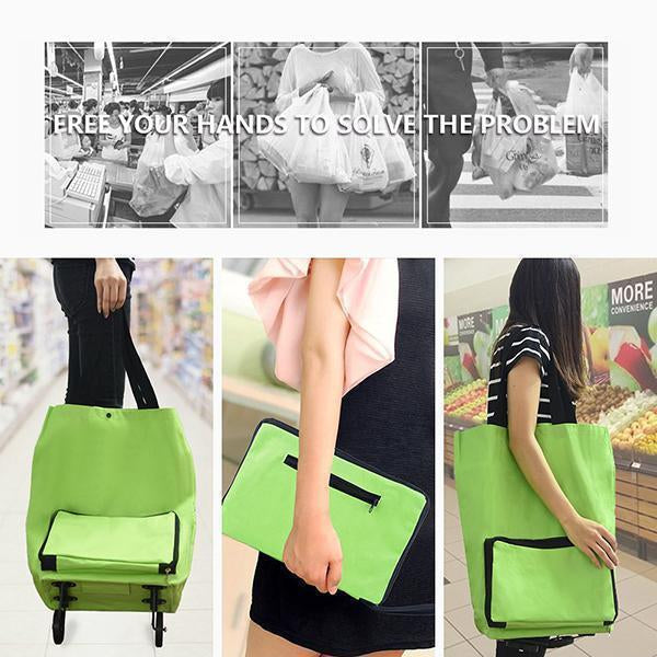 🛒✨ ¡OFERTA 50% OFF! Carrito de Compra Plegable 2 en 1 – Bolsa Portátil de Gran Capacidad 30L para Supermercado, Viajes y Uso Diario 🌿💪
