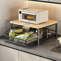 Estante de Cocina de 2 Niveles para Microondas con Cajón Deslizante