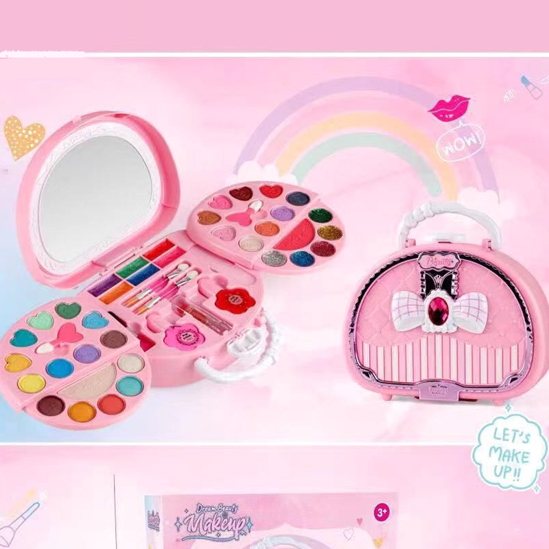 🏆OFERTA POR TIEMPO LIMITADO💄Set de Maquillaje Lavable para Niñas con Bolso Rosa Portátil