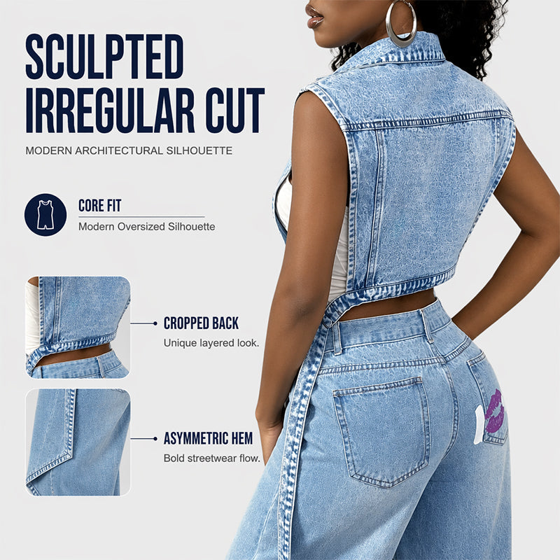 👗 ¡50% DE DESCUENTO AHORA! 👖 Chaleco Vaquero Sin Mangas con Abertura Alta para Mujer – Corte largo favorecedor, abertura alta y estilo – Perfecto para capas de verano y chic casual ☀️