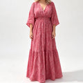 Vestido Estampado Elegante con Escote en V para Mujer