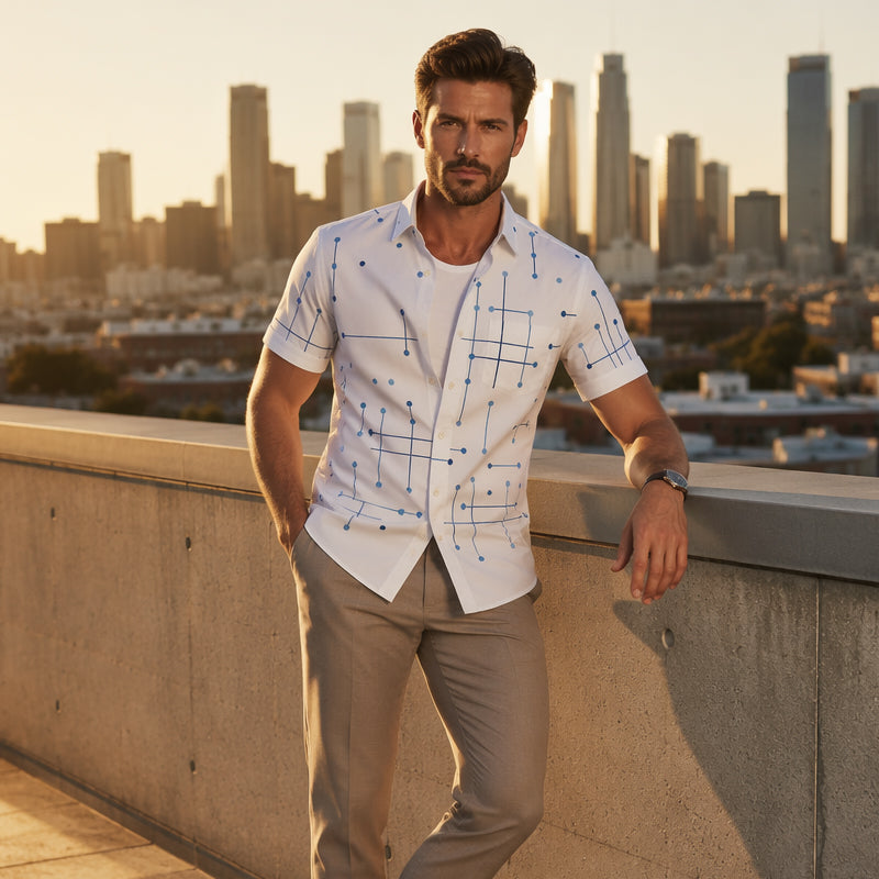☀️👔 ¡50% OFF POR TIEMPO LIMITADO! Camisa de Hombre con Estampado Geométrico y Corte Holgado – Suave Sensación de Verano, Comodidad Amplia y Estilo Listo para Vacaciones ✨