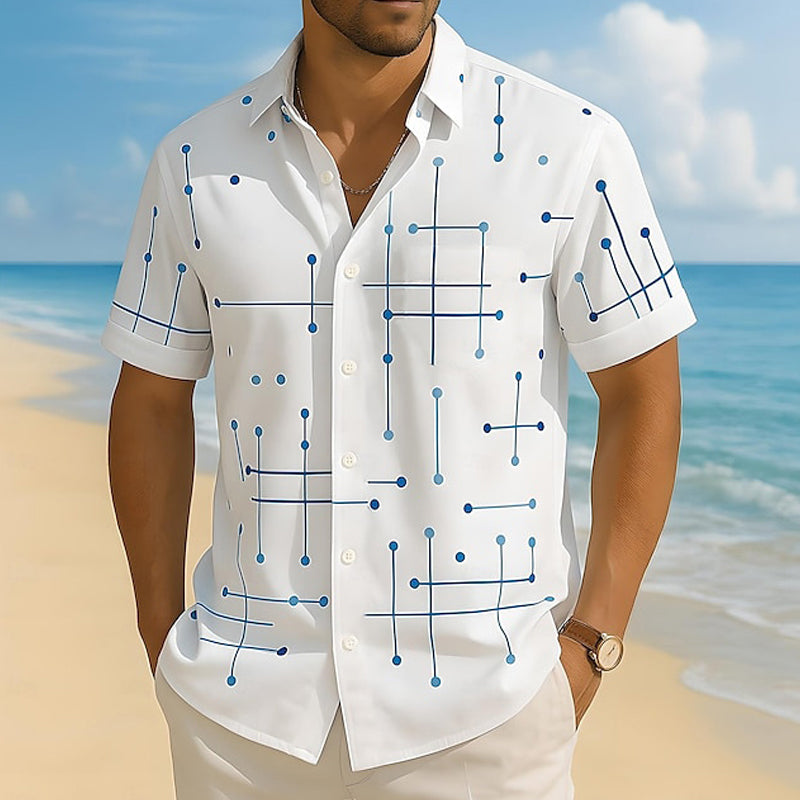 ☀️👔 ¡50% OFF POR TIEMPO LIMITADO! Camisa de Hombre con Estampado Geométrico y Corte Holgado – Suave Sensación de Verano, Comodidad Amplia y Estilo Listo para Vacaciones ✨