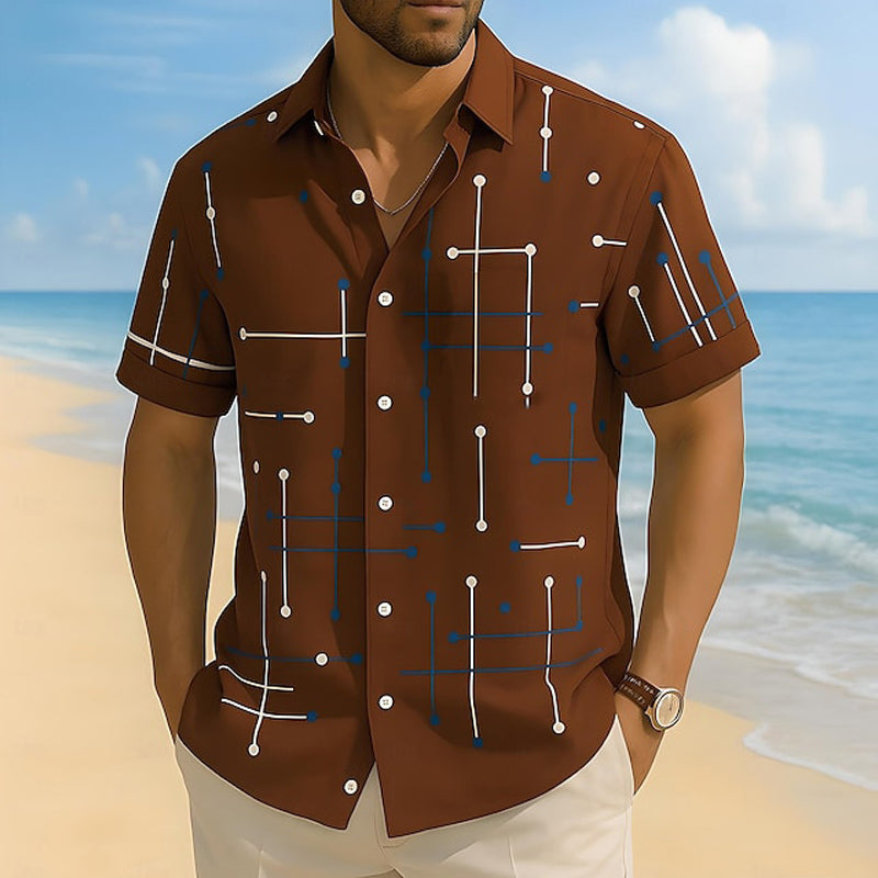 ☀️👔 ¡50% OFF POR TIEMPO LIMITADO! Camisa de Hombre con Estampado Geométrico y Corte Holgado – Suave Sensación de Verano, Comodidad Amplia y Estilo Listo para Vacaciones ✨
