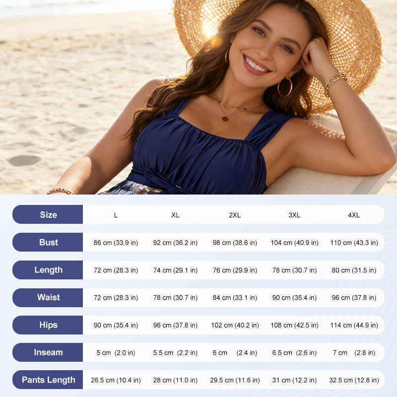 👙🔥 ¡OFERTA 50% OFF! Traje de Baño 2 Piezas para Mujer Talla Grande – Control de Abdomen, Falda Integrada y Elegancia en la Playa ✨