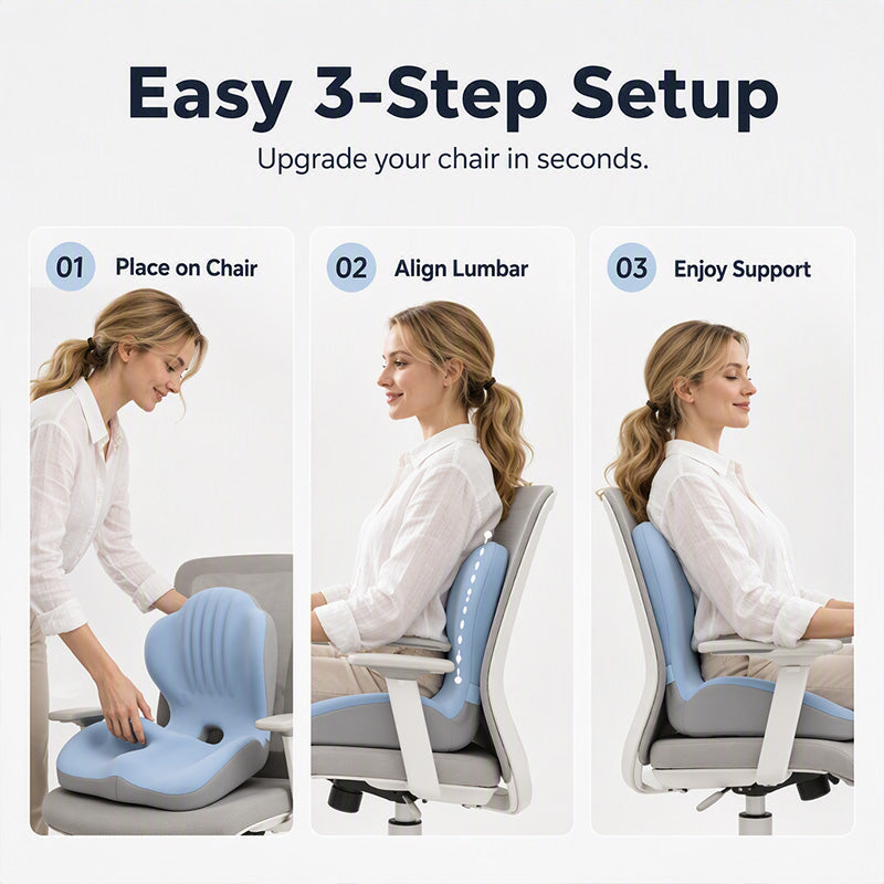 🪑 ¡50 % DE DESCUENTO AHORA! ✨ Cojín Ergonómico de Espuma Viscoelástica con Soporte Lumbar – Cómodo y con Gran Sujeción para Hogar, Oficina y Coche 💺🛡️