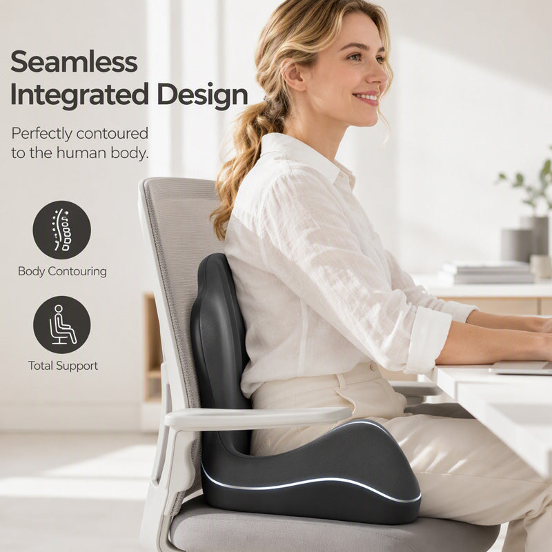 🪑 ¡50 % DE DESCUENTO AHORA! ✨ Cojín Ergonómico de Espuma Viscoelástica con Soporte Lumbar – Cómodo y con Gran Sujeción para Hogar, Oficina y Coche 💺🛡️