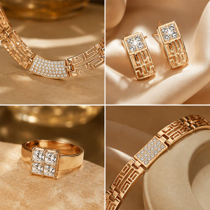 Conjunto de Joyería de Rhinestone Elegante de 4 Piezas