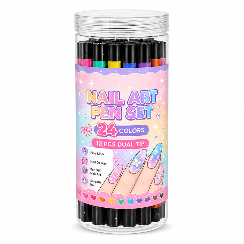 🎁 Novedades 2026 50% DTO💥 Set de 24 Plumones de Doble Punta para Arte de Uñas 🪄🎨