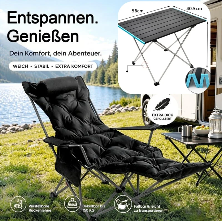 🪑 50% OFF 🔥 Silla Reclinable Plegable – ¡+50K Vendidos! 4 Posiciones, Patas Extensibles y Soporta 300 lbs para Camping y Playa 🏕️✨