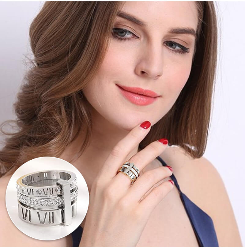 Anillo giratorio de números romanos 3 en 1
