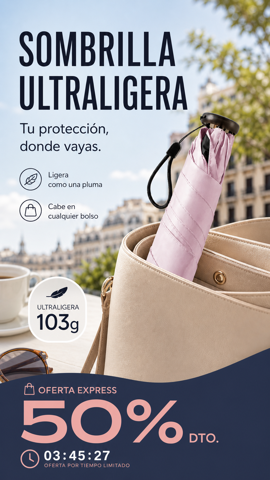 🥳¡OFERTA ESPECIAL 2026 - 50% DE DESCUENTO!🥳 Paraguas Compacto Ultraligero para Todo Tipo de Clima